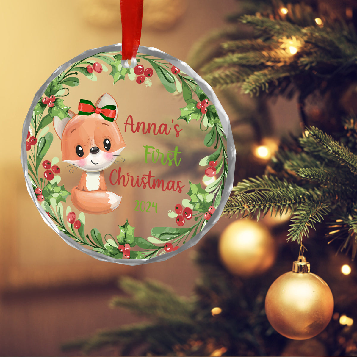 MeMate Baby's First Christmas Ornament 2024, Personalized Baby Ornaments with Name, Baby Ornament for Boys Girls, Christmas Baby Keepsakes for Newborn Infant Son Daughter