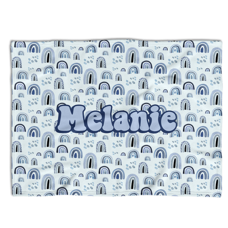 Rainbow Baby Blankets, Personalized Baby Blankets for Girls, Baby Girl Swaddle Blanket, Custom Baby Rainbow Blanket Blue, Plush Blankets for Newborn Infant Daughter Granddaughter Toddlers Kids