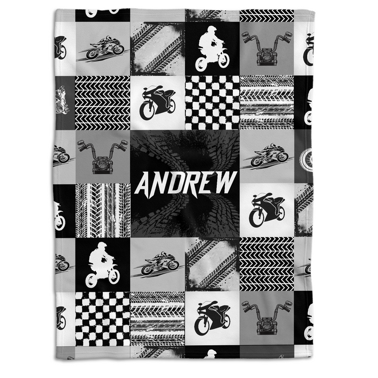 Motorcycle Baby Blankets, Baby Motorcycle Blanket, Personalized Baby Blankets for Boys, Custom Baby Blankets Name, Motorcycling Swaddle Blanket, Black Plush Blankets for Baby Girl Son Toddlers Kids…