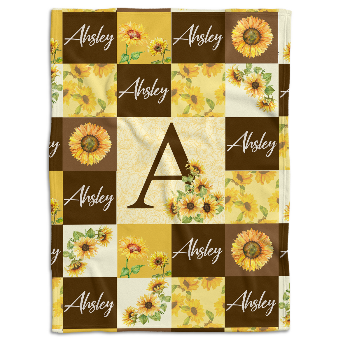 Sunflowers Baby Blankets, Floral Baby Blankets Monogrammed, Personalized Baby Blankets, Custom Blanket with Name for Baby Girl, Flowers Fleece Blanket for Girls, Plush Blanket for Daughter