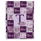 Purple Baby Blankets, Floral Baby Blankets Monogrammed, Personalized Baby Blankets, Custom Blanket with Name for Baby Girl, Flowers Fleece Blanket for Girls, Plush Blanket for Daughter Kids