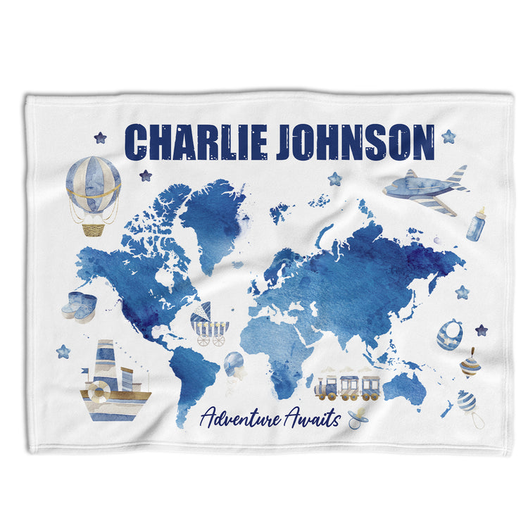 Baby Boy Blankets, Personalized Baby Blankets for Boys, Blue Baby Blanket, Custom Baby Blankets with Name, Swaddle Blanket, Plush Blankets for Son Grandson Newborn Toddlers Kids