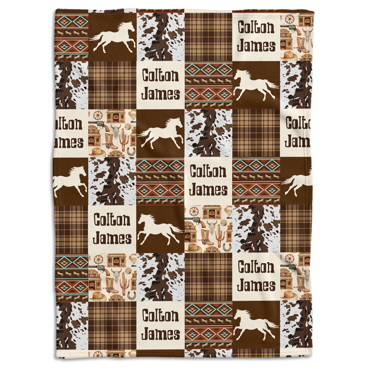 Baby Western Blankets, Cowboy Baby Blankets, Personalized Baby Blankets for Boys Girls, Baby Boy Stuff, Cow Prints Custom Baby Blankets Name Fleece Blankets for Infant Newborn Son Daughter…