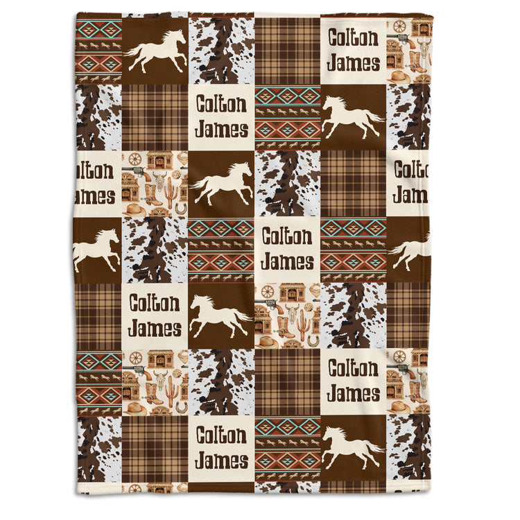 Baby Western Blankets, Cowboy Baby Blankets, Personalized Baby Blankets for Boys Girls, Baby Boy Stuff, Cow Prints Custom Baby Blankets Name Fleece Blankets for Infant Newborn Son Daughter…