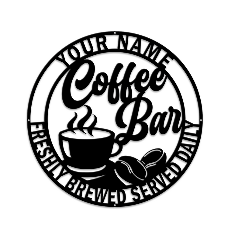 MeMate Coffee Bar Sign for Bar Coffee Decoration, Outdoor Bar Decor, Personalized Metal Sign for Coffee & Bar, Custom Name Signs for Coffee Bar, Large Metal Sign for Outside, Home Bar Gifts…