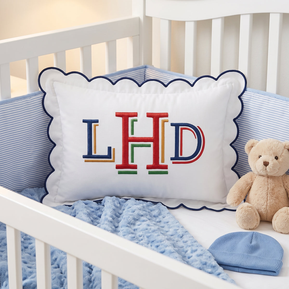 Monogram Pillow Cover Personalized, Custom Embroidered Initials Pillowcase, Custom Text Embroidered Pillow Cover, Nursery Decor Cushion, Monogrammed Pillow, Baby Room Pillow