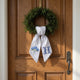 Personalized Hydrangea Wreath Sash 54x5, Embroidered Hydrangea Wreath Sash Bow, Monogram Door Decor, Spring Toile Front Door Bow, Embroidered Holiday Sash