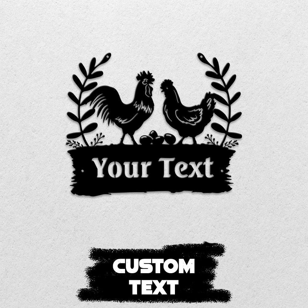 MeMate Personalized Name Outdoor Sign, Chicken Coop Signs, Chicken Metal Sign, Hen House Outdoor Décor, Housewarming Gift for Family Friend