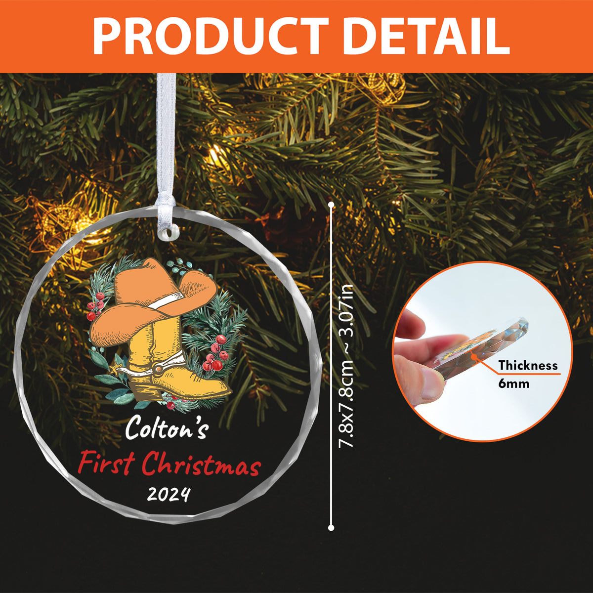 MeMate Baby's First Christmas Ornament 2024, Personalized Baby Ornaments with Name, Baby Ornament for Boys Girls, Christmas Baby Keepsakes for Newborn Infant Son Daughter
