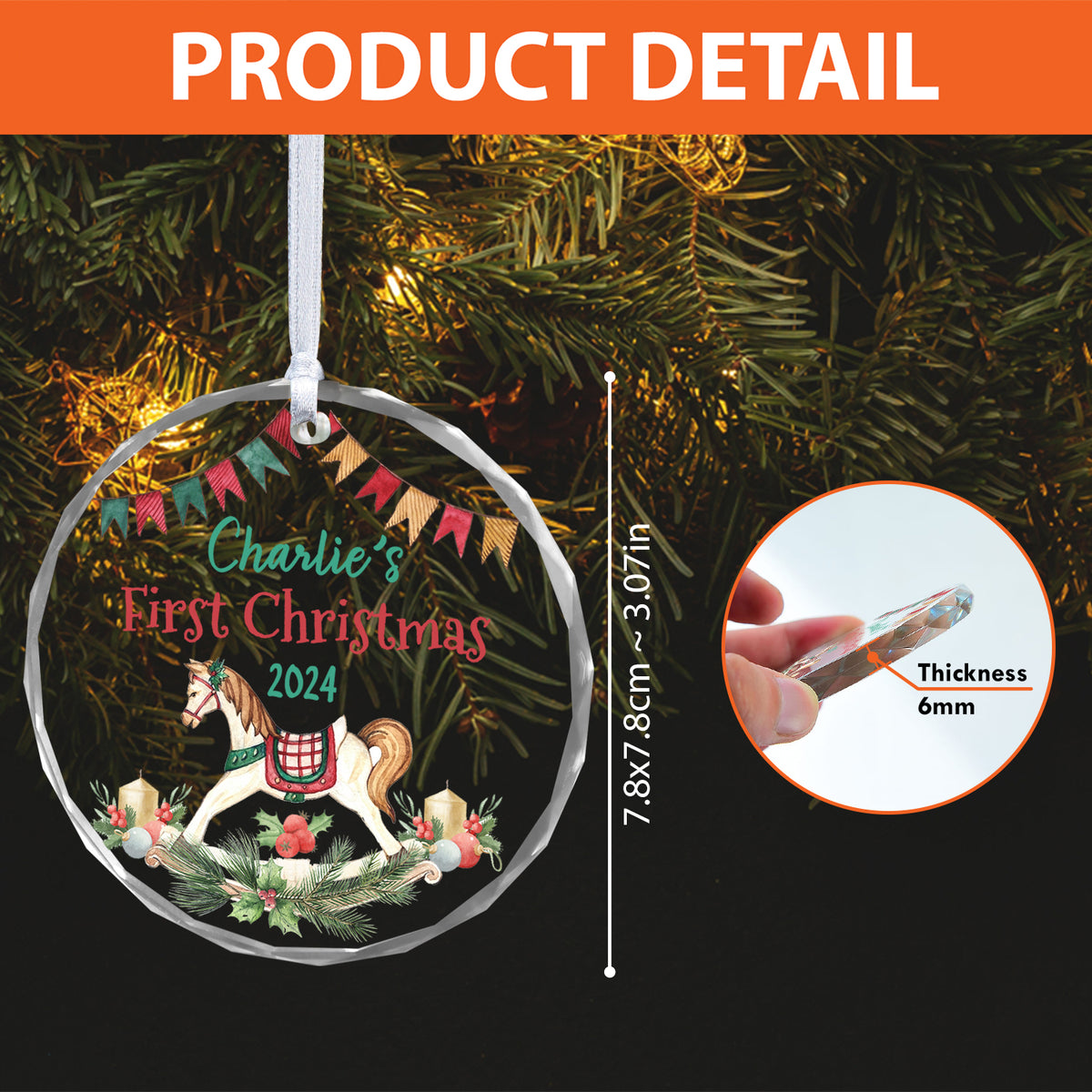 MeMate Baby's First Christmas Ornament 2024, Personalized Baby Ornaments with Name, Baby Ornament for Boys Girls, Christmas Baby Keepsakes for Newborn Infant Son Daughter