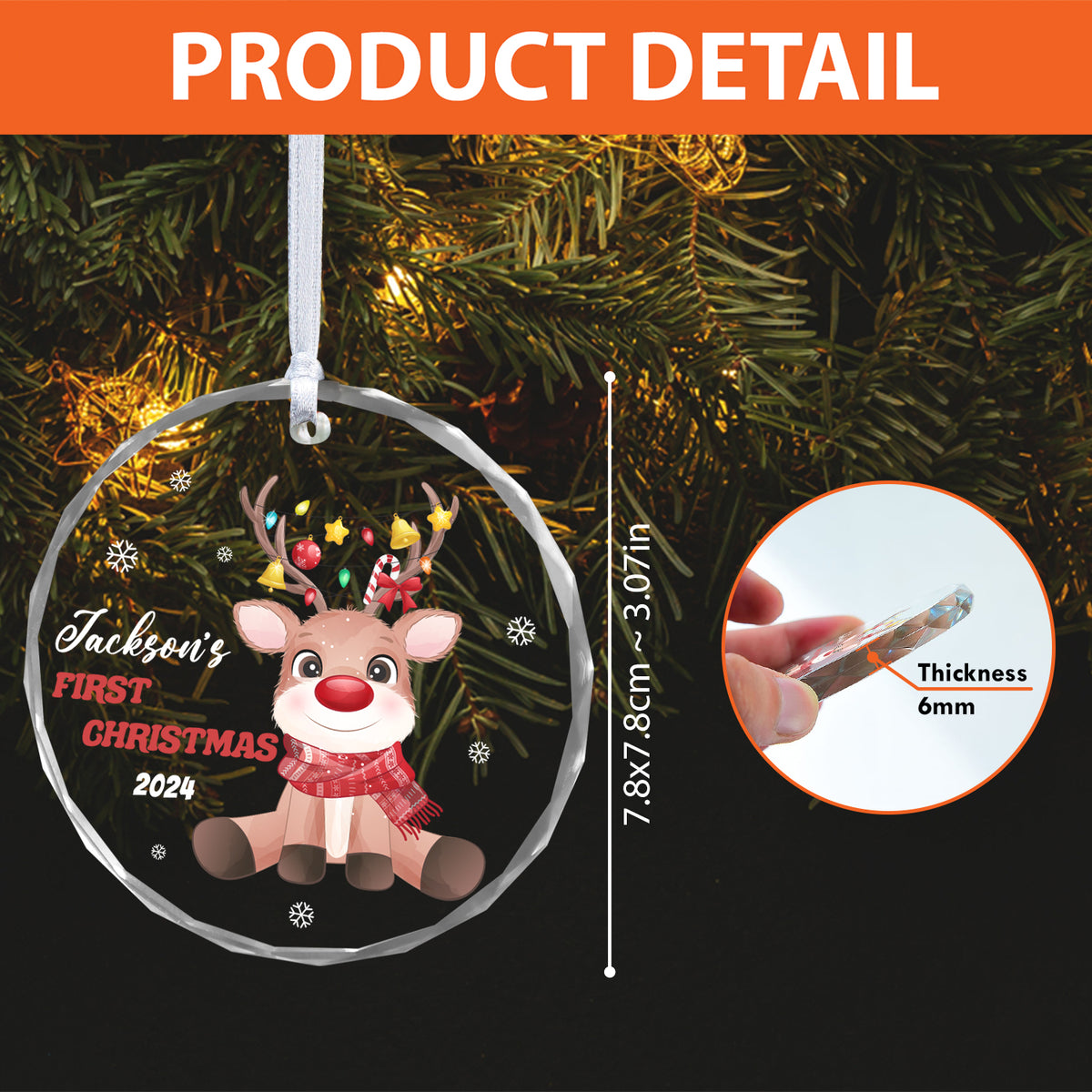 MeMate Baby's First Christmas Ornament 2024, Personalized Baby Ornaments with Name, Baby Ornament for Boys Girls, Christmas Baby Keepsakes for Newborn Infant Son Daughter