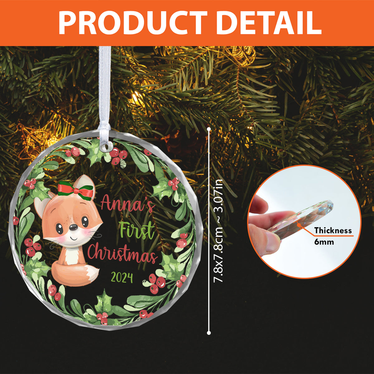 MeMate Baby's First Christmas Ornament 2024, Personalized Baby Ornaments with Name, Baby Ornament for Boys Girls, Christmas Baby Keepsakes for Newborn Infant Son Daughter
