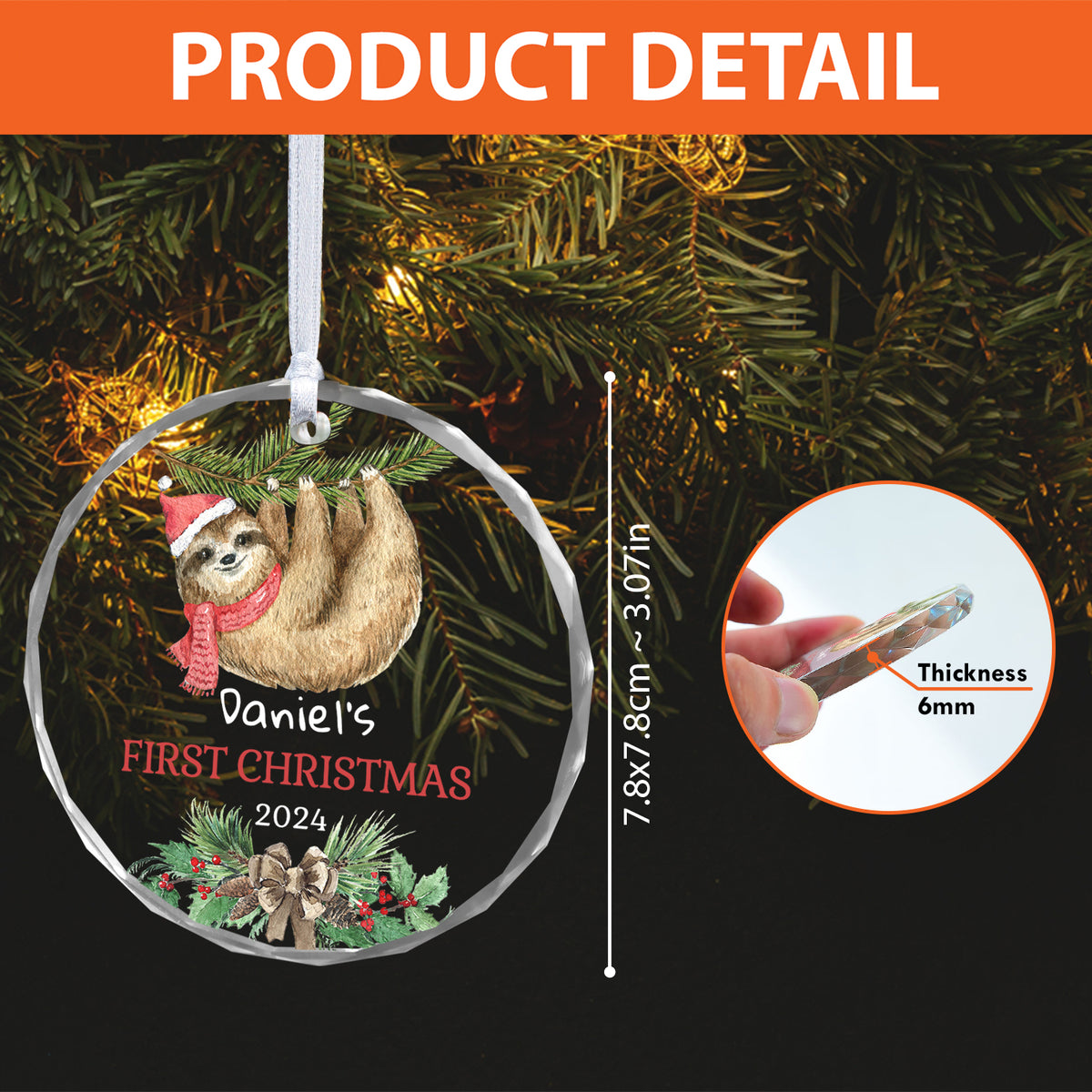 MeMate Baby's First Christmas Ornament 2024, Personalized Baby Ornaments with Name, Baby Ornament for Boys Girls, Christmas Baby Keepsakes for Newborn Infant Son Daughter