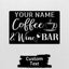 MeMate Coffee & Wine Bar Sign for Bar Decoration, Outdoor Bar Decor, Personalized Metal Sign for Coffee & Bar, Custom Name Signs for Coffee Bar, Large Metal Sign for Outside, Home Bar Gifts