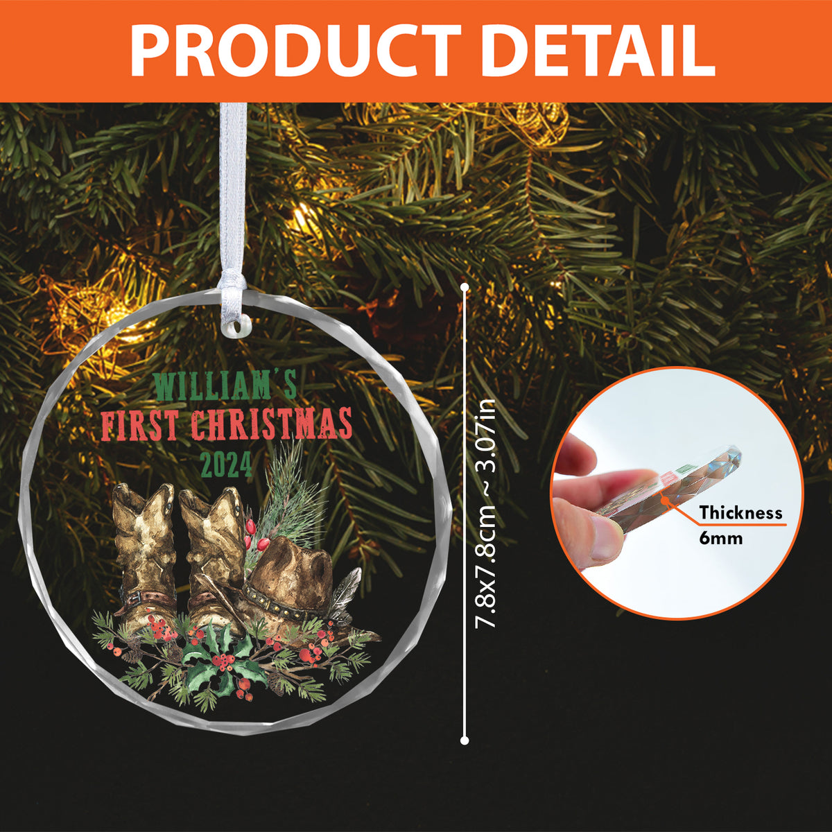 MeMate Baby's First Christmas Ornament 2024, Personalized Baby Ornaments with Name, Baby Ornament for Boys Girls, Christmas Baby Keepsakes for Newborn Infant Son Daughter