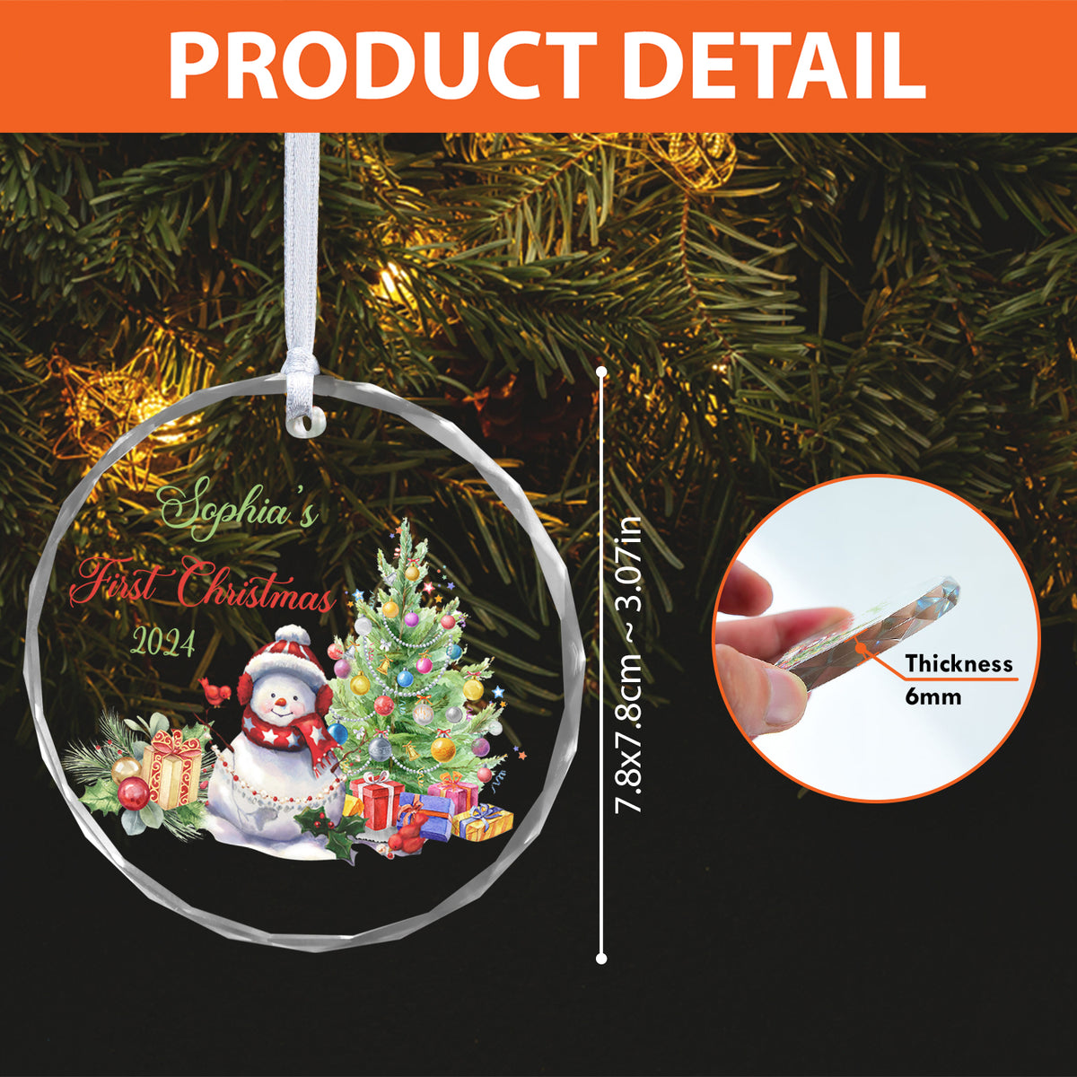 MeMate Baby's First Christmas Ornament 2024, Personalized Baby Ornaments with Name, Baby Ornament for Boys Girls, Christmas Baby Keepsakes for Newborn Infant Son Daughter