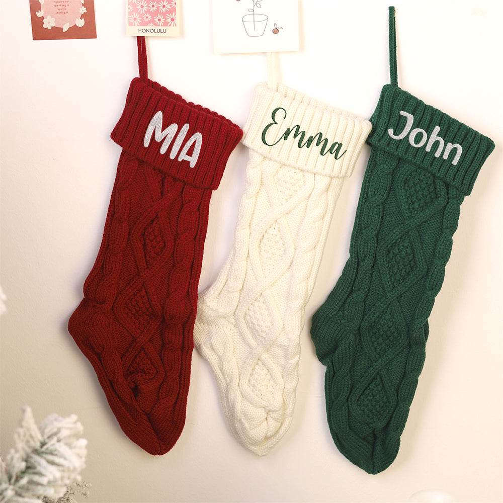 MeMate Christmas Stockings 2024, Embroidered Christmas Stocking, Personalized Christmas Stocking with Name, Custom Knitted Stockings, Family Christmas Stockings, Holiday Stockings