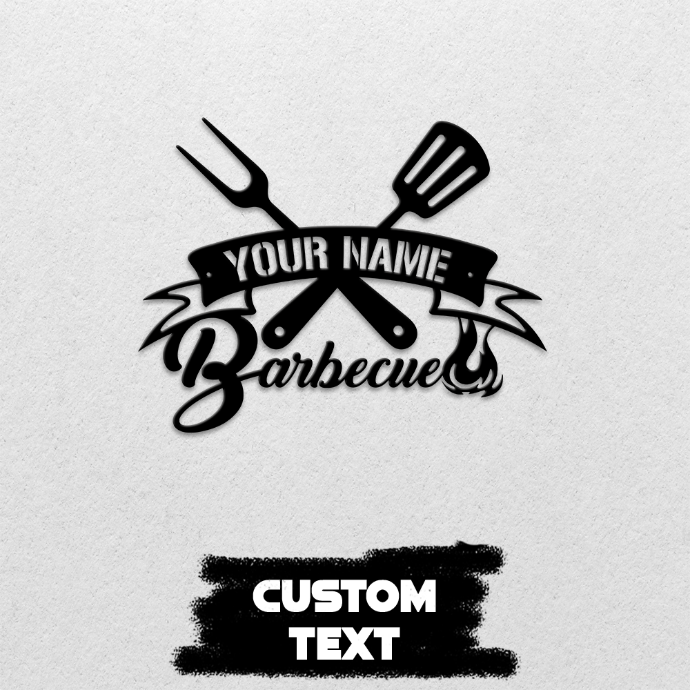 MeMate BBQ Sign, Barbecue Sign for Patio Decoration, BBQ Zone Patio Sign, Outdoor Decor, Personalized Metal Sign for Backyard, Custom Name Signs for Backyard, Large Metal Sign for Outside, Housewarming Gifts