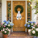 Embroidered Hydrangea Monogram Wreath Sash for Front Door, Flowers Personalized Initial Name, Monogramed Embroidered Ribbon with Adjustable Bow Knot Farmhouse Door Wreath Decor, Gift for Family Friends