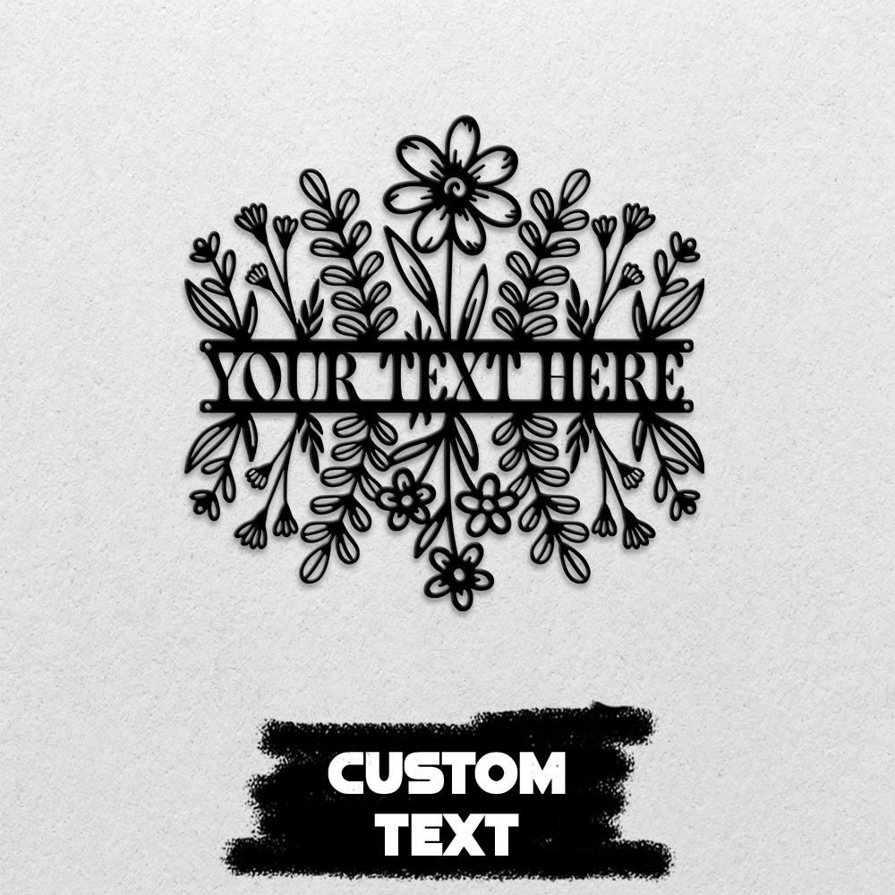 MeMate Flowers Garden Sign, Custom Name Sign Metal for Flowers Lovers, Garden Sign to Personalize, Flowers Art Decorations, Personalized Flowers Sign, 8-24 inches Large Metal Sign, Housewarming Gifts
