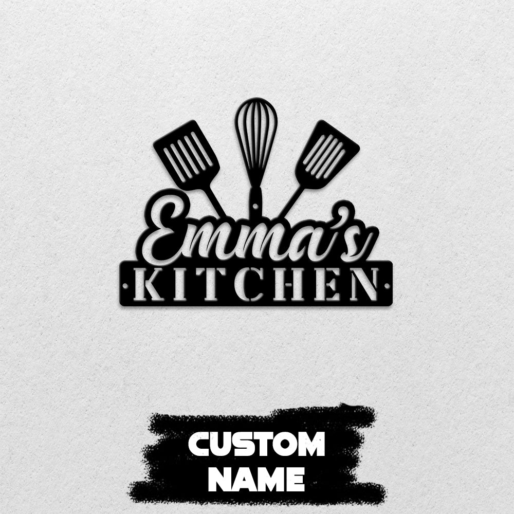 MeMate Kitchen Sign, Personalized Metal Name Signs, Custom Kitchen Sign for Indoor Kitchen Home Wall Décor, Kitchen Signs for Home Decor, Housewarming Gift for Mom Wife Grandmother Friend Family