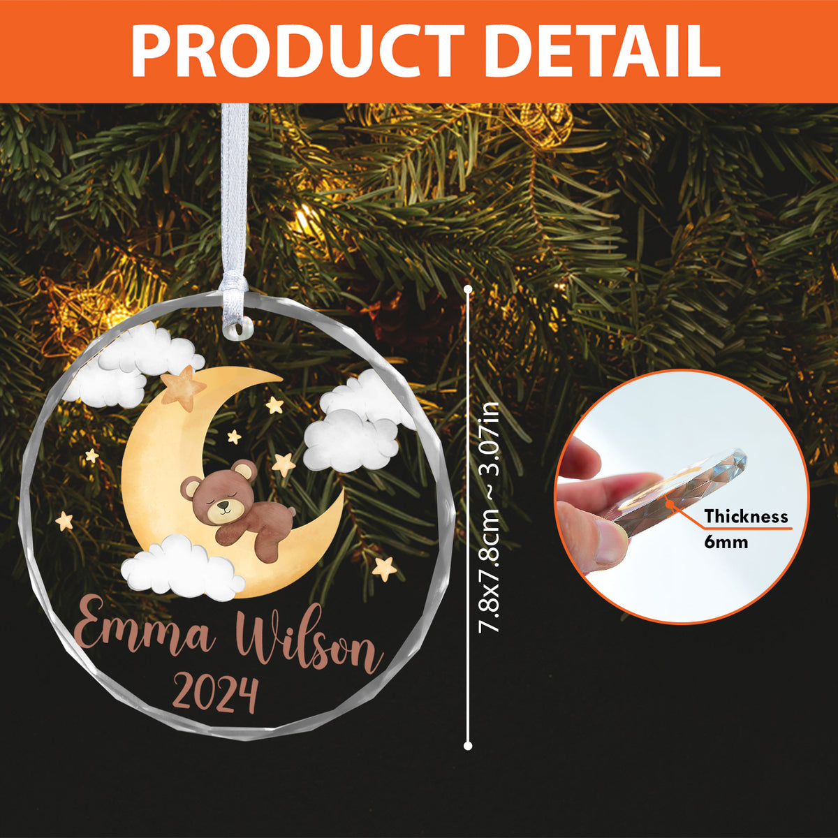 MeMate Baby's First Christmas Ornament 2024, Personalized Baby Ornaments with Name, Baby Ornament for Boys Girls, Christmas Baby Keepsakes for Newborn Infant Son Daughter