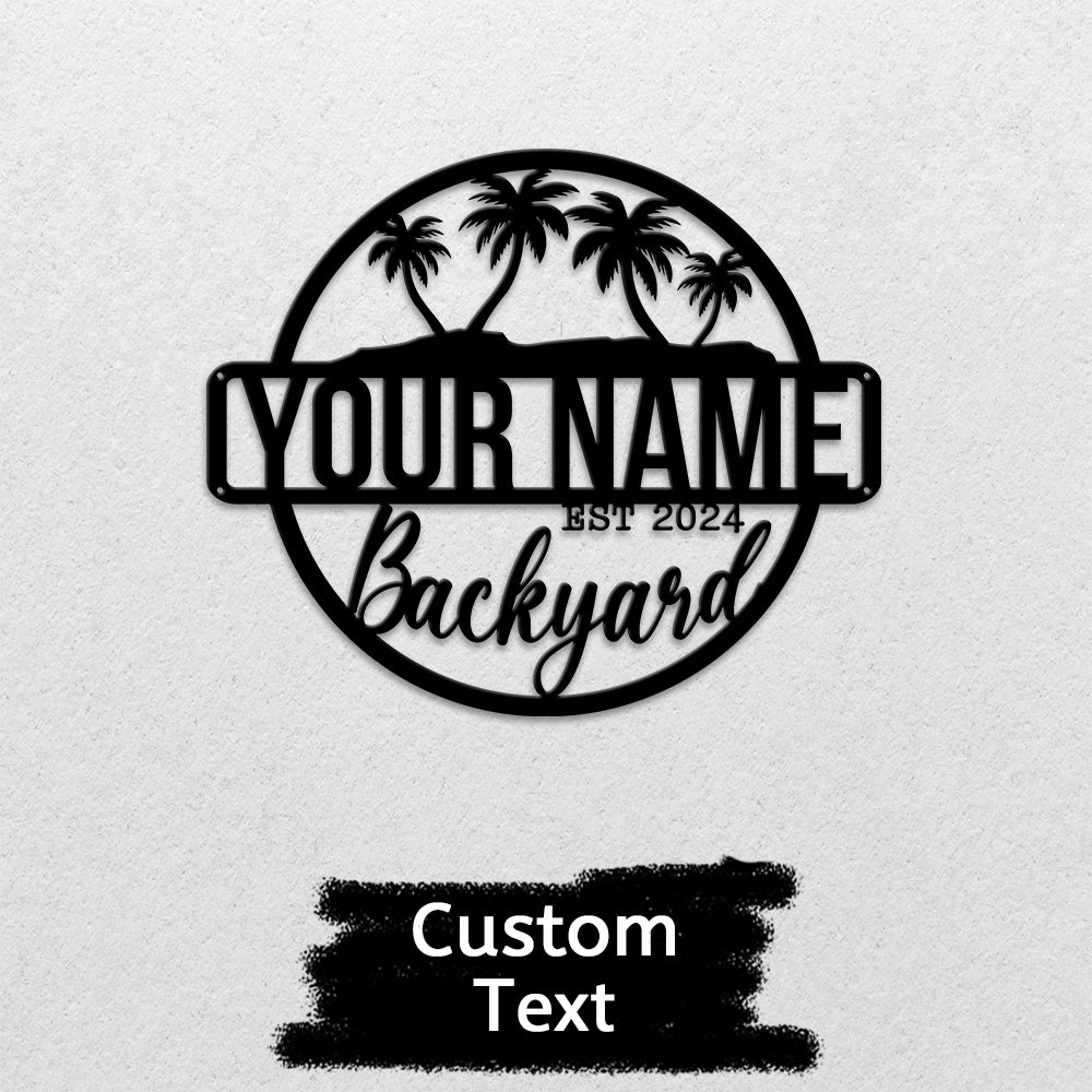 MeMate Backyard Paradise Sign, Patio Sign Outdoor Decor, Personalized Name Metal Sign for Backyard, Custom Name Signs for Backyard, Large Metal Sign for Outside, Housewarming Gifts…