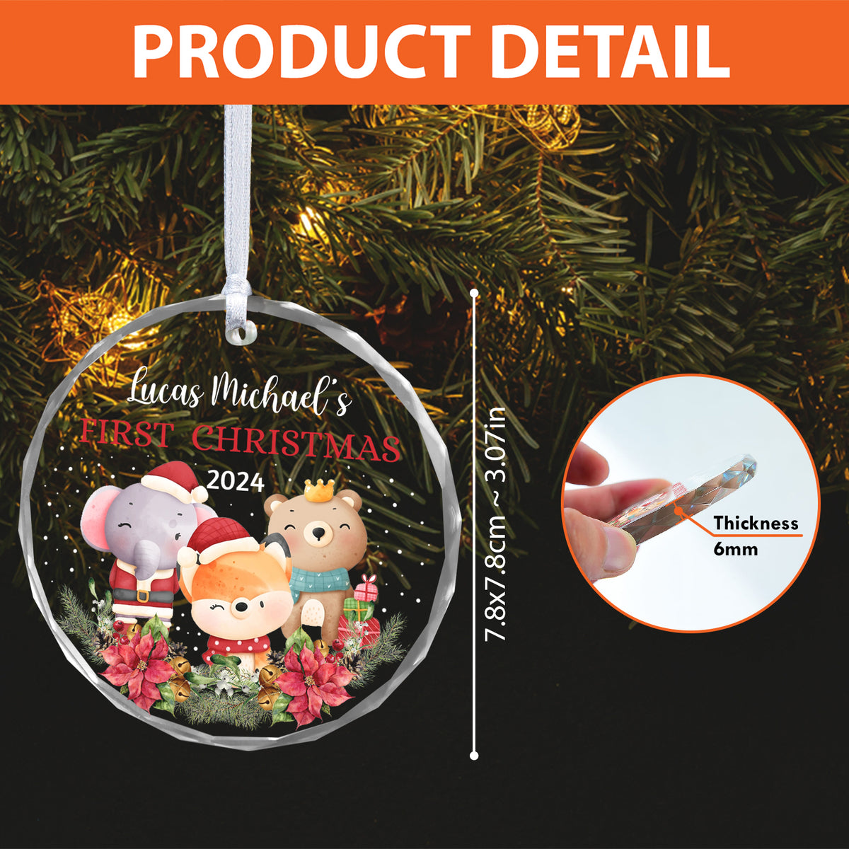 MeMate Baby's First Christmas Ornament 2024, Personalized Baby Ornaments with Name, Baby Ornament for Boys Girls, Christmas Baby Keepsakes for Newborn Infant Son Daughter