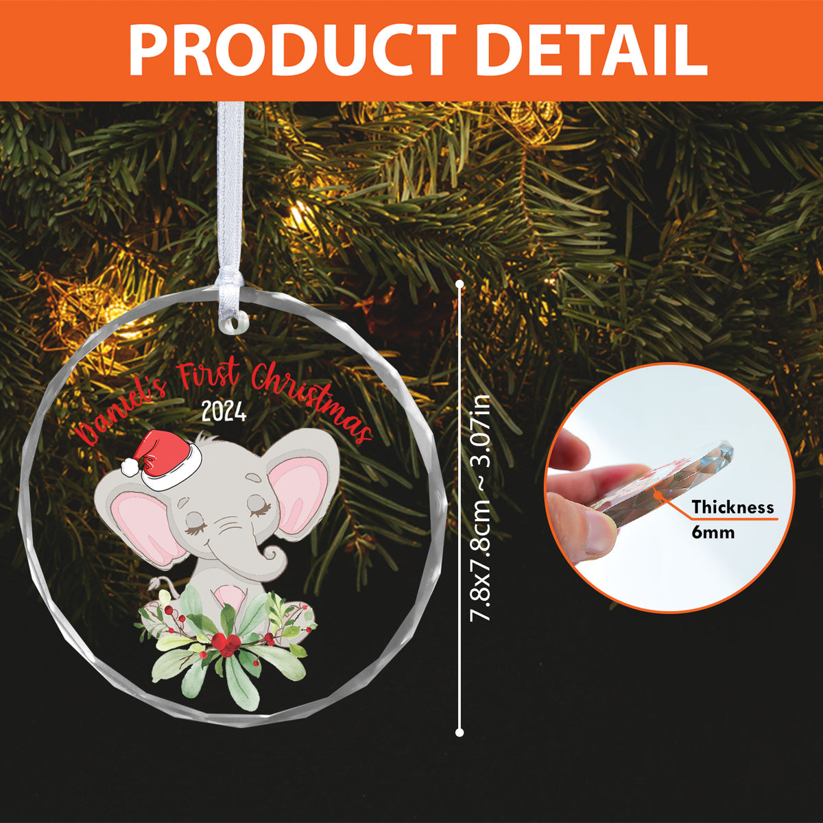 MeMate Baby's First Christmas Ornament 2024, Personalized Baby Ornaments with Name, Baby Ornament for Boys Girls, Christmas Baby Keepsakes for Newborn Infant Son Daughter