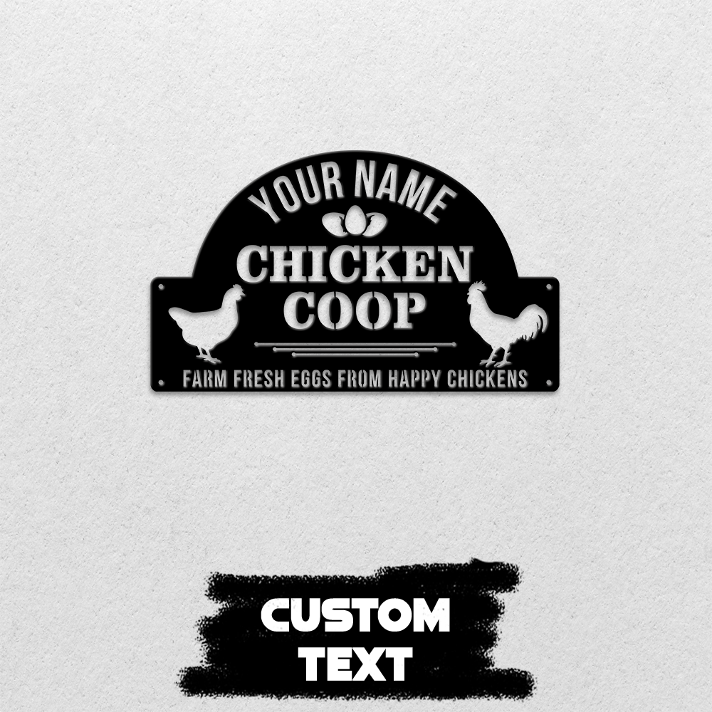 MeMate Chicken Coop Signs, Chicken Metal Sign, Hen House Outdoor Décor, Personalized Name Outdoor Sign, Housewarming Gift for Family Friend