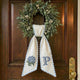 Monogram Wreath Sash Bow for Front Door, Personalized Initial Name, Blue Hydrangea Monogramed Embroidered Ribbon with Adjustable Bow Knot Farmhouse Door Wreath Decor, Gift for Family Friends