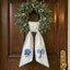 Hydrangea Monogram Wreath Sash Bow for Front Door, Personalized Initial Name, Monogramed Embroidered Ribbon with Adjustable Bow Knot Farmhouse Door Wreath Decor, Gift for Family Friends