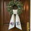 Hydrangea Monogram Wreath Sash Bow for Front Door, Flowers Vase Personalized Initial Name, Monogramed Embroidered Ribbon with Adjustable Bow Knot Farmhouse Door Wreath Decor, Gift for Family Friends