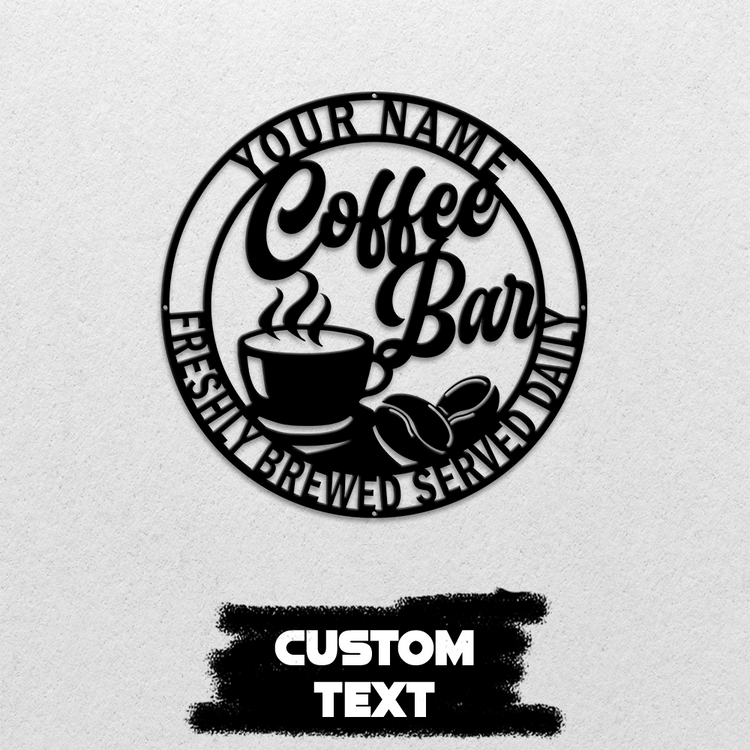 MeMate Coffee Bar Sign for Bar Coffee Decoration, Outdoor Bar Decor, Personalized Metal Sign for Coffee & Bar, Custom Name Signs for Coffee Bar, Large Metal Sign for Outside, Home Bar Gifts…