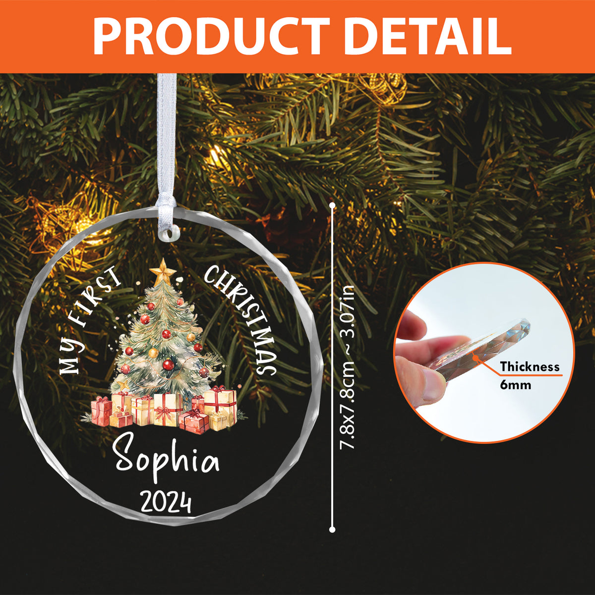 MeMate Baby's First Christmas Ornament 2024, Personalized Baby Ornaments with Name, Baby Ornament for Boys Girls, Christmas Baby Keepsakes for Newborn Infant Son Daughter