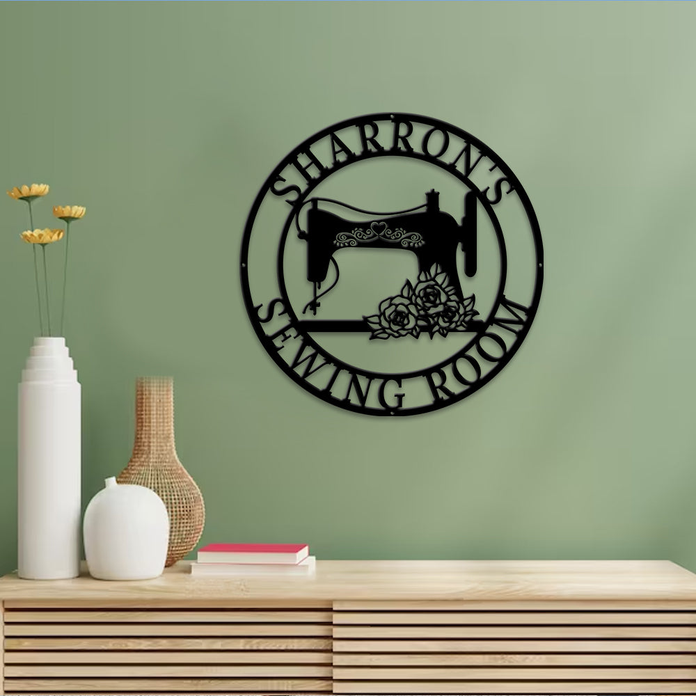 MeMate Sewing Room Sign 5 Sizes for Home Decor, Personalized Sewing Door Signs, Custom Craft Room Décor Metal Signs for Women, Retro Style Craft Room, Quilting Room Decoration, Vintage Plaque for Sewing Room