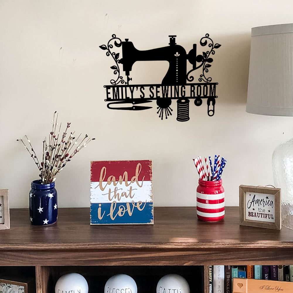 MeMate Sewing Room Sign 5 Sizes for Home Decor, Custom Craft Room Décor Metal Signs for Women, Personalized Sewing Room Signs, Retro Style Craft Room, Vintage Plaque for Sewing Room, Quilting Room Decoration