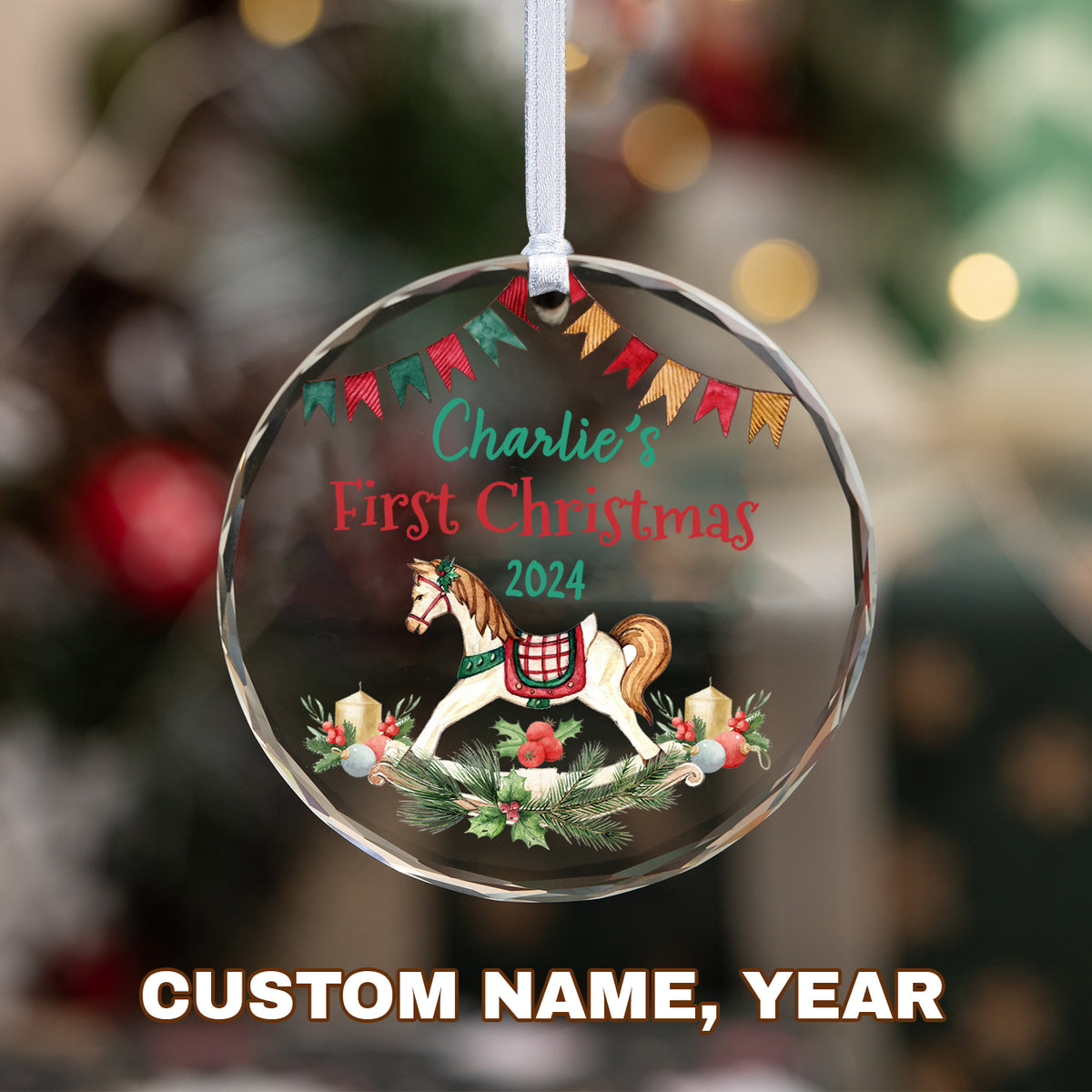 MeMate Baby's First Christmas Ornament 2024, Personalized Baby Ornaments with Name, Baby Ornament for Boys Girls, Christmas Baby Keepsakes for Newborn Infant Son Daughter