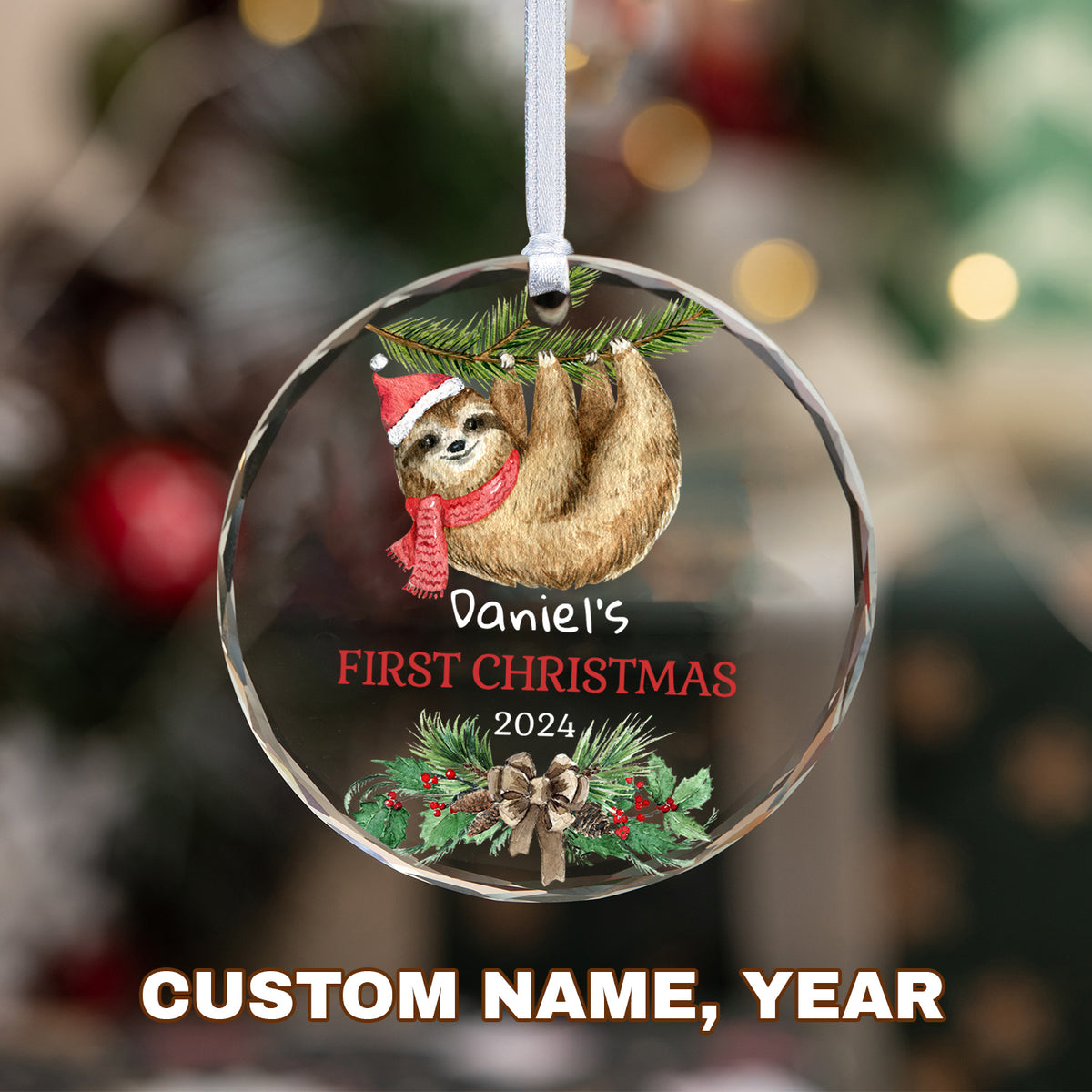 MeMate Baby's First Christmas Ornament 2024, Personalized Baby Ornaments with Name, Baby Ornament for Boys Girls, Christmas Baby Keepsakes for Newborn Infant Son Daughter