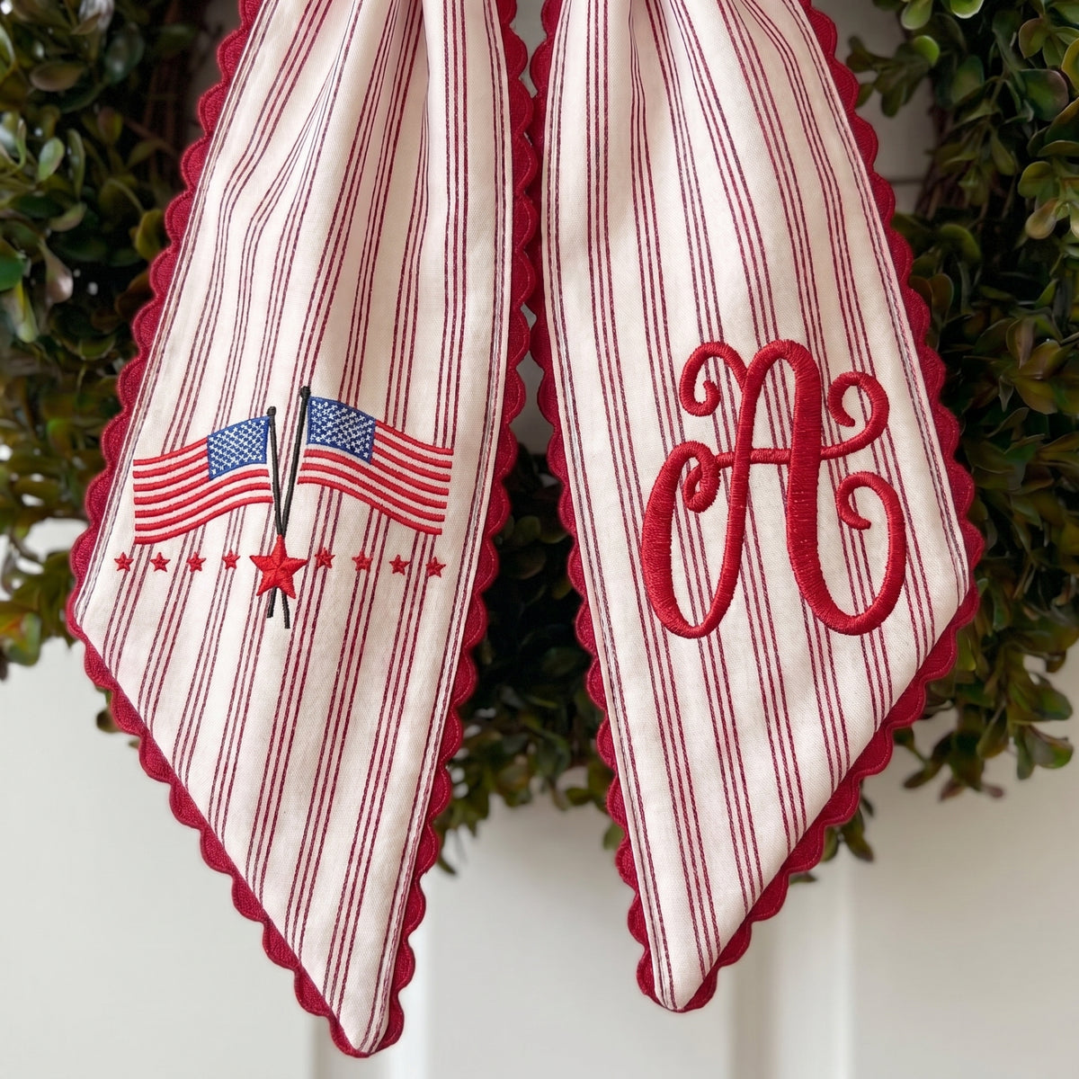 Custom Monogram Patriotic Wreath Sash, American 250th Anniversary Front Door Decor, Personalized Wreath Sash, 4th of July Decor for Front Door Porch Deck