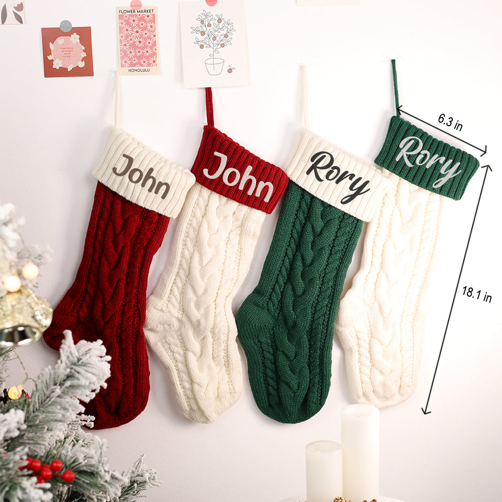 MeMate Christmas Stockings 2024, Personalized Embroidered Christmas Stocking, Knitted Family Stockings, Custom Xmas Stocking with Name, Holiday Stockings, Christmas, Christmas Decoration
