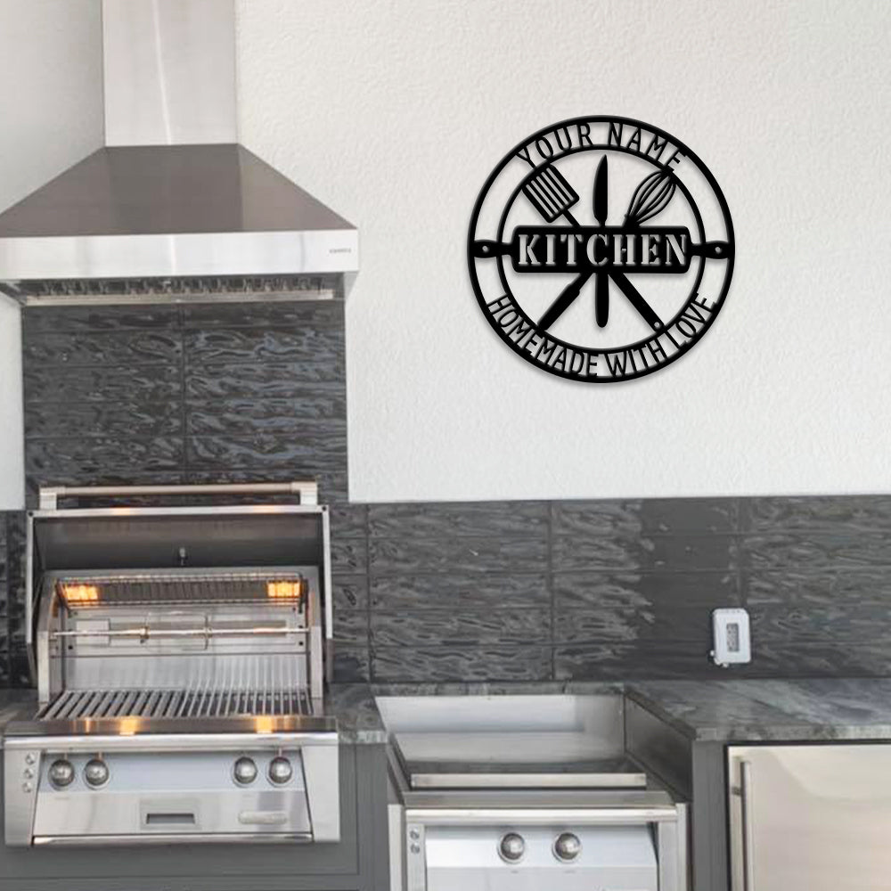 MeMate Kitchen Sign, Personalized Metal Name Signs, Custom Kitchen Sign for Indoor Kitchen Home Wall Décor, Kitchen Signs for Home Decor, Housewarming Gift for Mom Wife Grandmother Friend Family