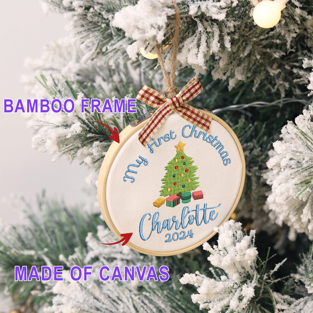 MeMate EMBROIDERED Christmas Baby Ornaments, DIY First Christmas Ornament, Personalized Christmas Ornament, Hand Made Ornament with BOW, Personalized Baby Ornament 2024, Christmas Tree Décor, New Baby Gift