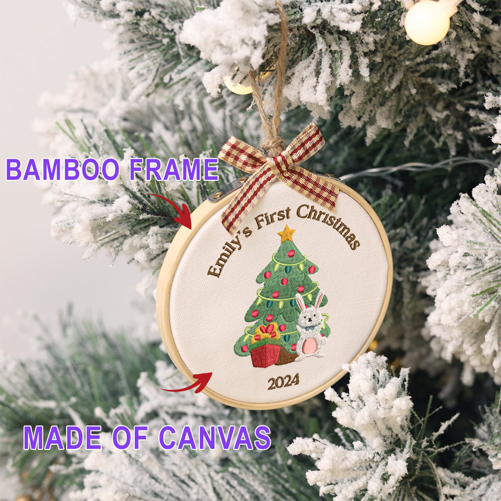 MeMate EMBROIDERED Christmas Baby Ornaments, DIY First Christmas Ornament, Personalized Christmas Ornament, Hand Made Ornament with BOW, Personalized Baby Ornament 2024, Christmas Tree Décor, New Baby Gift