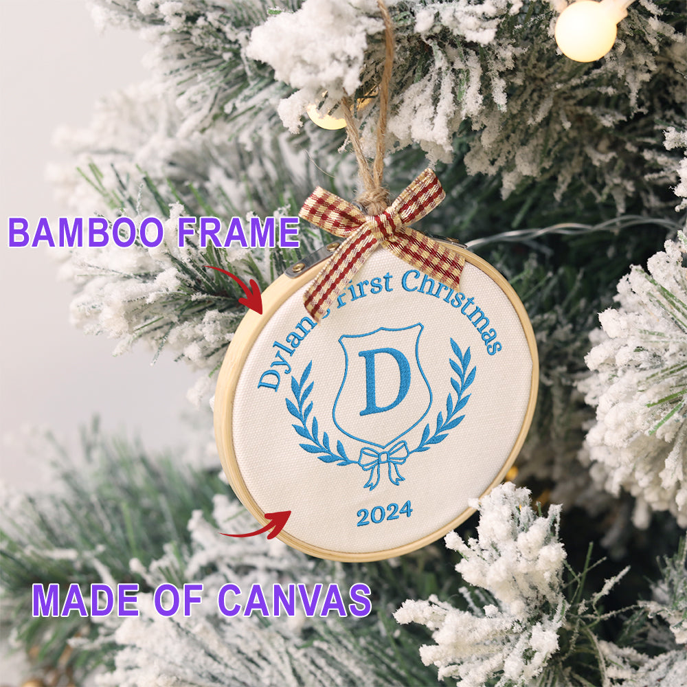 MeMate EMBROIDERED Christmas Baby Ornaments, DIY First Christmas Ornament, Personalized Christmas Ornament, Hand Made Ornament with BOW, Personalized Baby Ornament 2024, Christmas Tree Décor, New Baby Gift