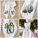 Embroidered Hydrangea Monogram Wreath Sash for Front Door, Flowers Personalized Initial Name, Monogramed Embroidered Ribbon with Adjustable Bow Knot Farmhouse Door Wreath Decor, Gift for Family Friends