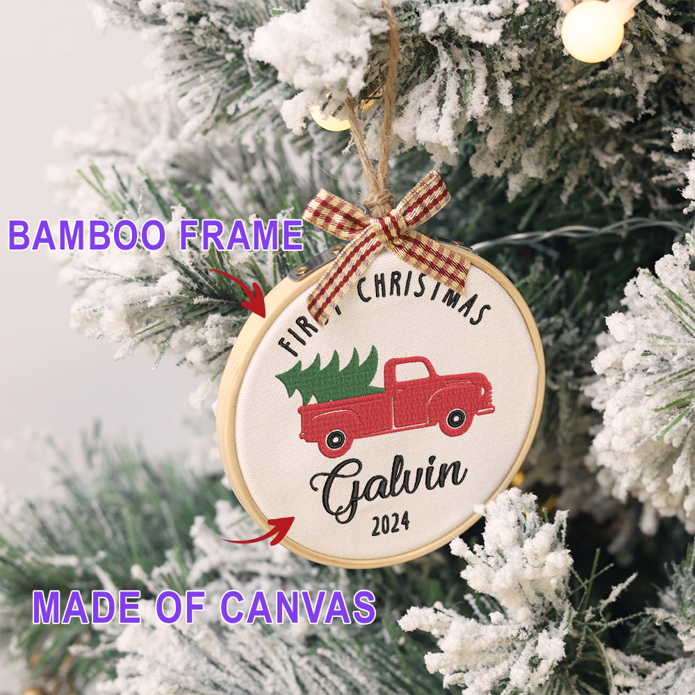 MeMate EMBROIDERED Christmas Baby Ornaments, DIY First Christmas Ornament, Personalized Christmas Ornament, Hand Made Ornament with BOW, Personalized Baby Ornament 2024, Christmas Tree Décor, New Baby Gift