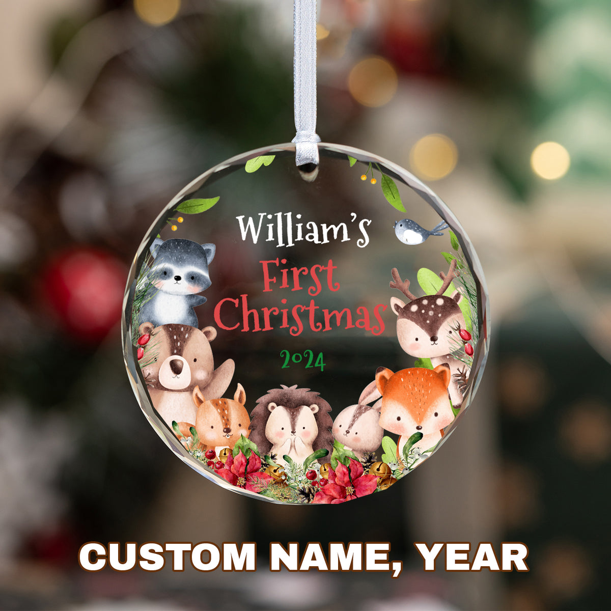 MeMate Baby's First Christmas Ornament 2024, Personalized Baby Ornaments with Name, Baby Ornament for Boys Girls, Christmas Baby Keepsakes for Newborn Infant Son Daughter