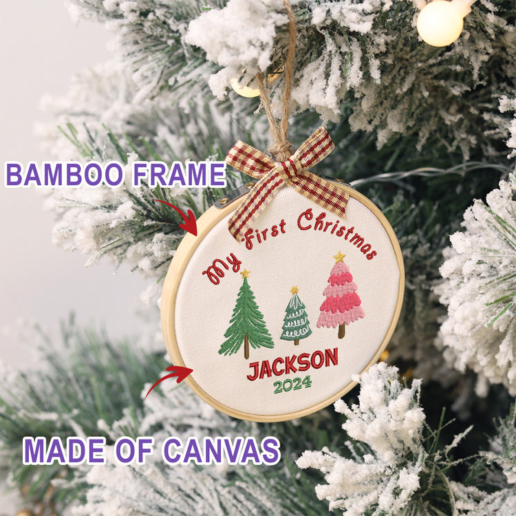 MeMate EMBROIDERED Christmas Baby Ornaments, DIY First Christmas Ornament, Personalized Christmas Ornament, Hand Made Ornament with BOW, Personalized Baby Ornament 2024, Christmas Tree Décor, New Baby Gift