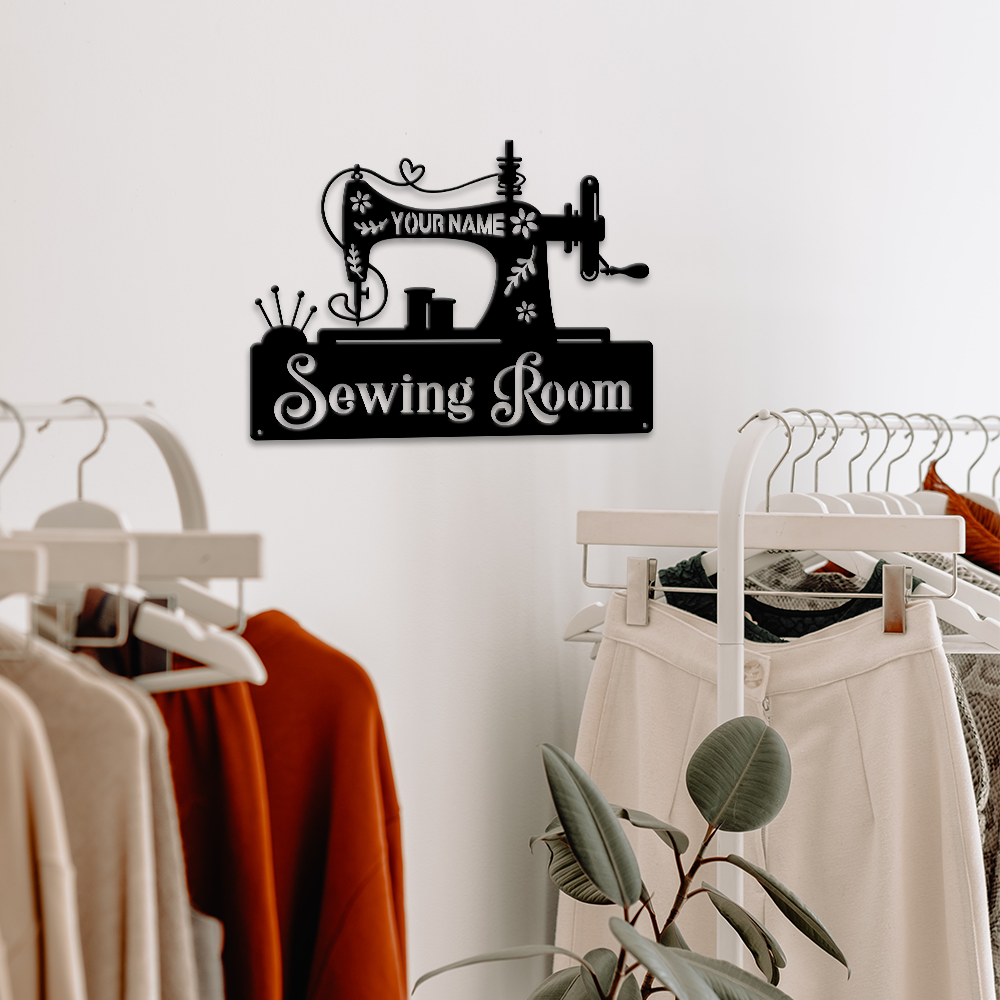 MeMate Sewing Room Sign, Custom Craft Room Décor Metal Signs for Women, Retro Style Craft Room, Personalized Sewing Door Signs, Vintage Plaque for Sewing Room, Quilting Room Decoration (Sewing)
